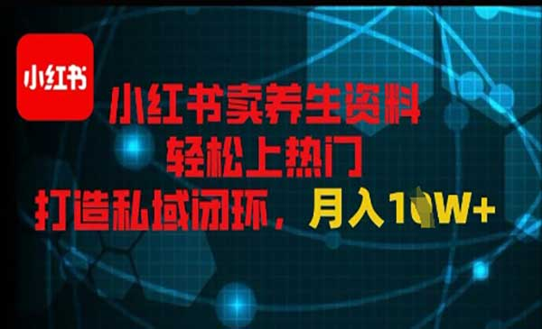 小红书卖养生资料网赚项目-副业赚钱-互联网创业-资源整合-影视资源无忧云创