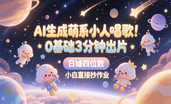 AI生成萌系小人唱歌网赚项目-副业赚钱-互联网创业-资源整合-影视资源无忧云创