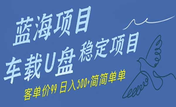 车载U盘蓝海稳定项目，挣的就是信息差网赚项目-副业赚钱-互联网创业-资源整合-影视资源无忧云创