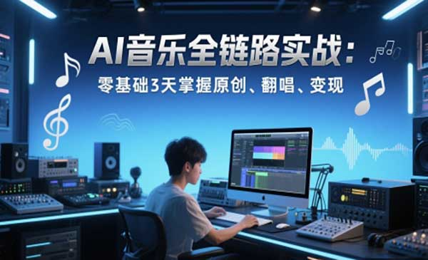 AI音乐全链路实战变现，零基础3天掌握原创、翻唱、变现网赚项目-副业赚钱-互联网创业-资源整合-影视资源无忧云创