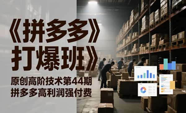 拼多多打爆班第44期、原创高阶技术，拼多多高利润强付费网赚项目-副业赚钱-互联网创业-资源整合-影视资源无忧云创