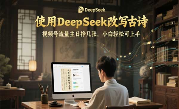 使用DeepSeek改写古诗，视频号流量主日挣几张，小白轻松可上手网赚项目-副业赚钱-互联网创业-资源整合-影视资源无忧云创