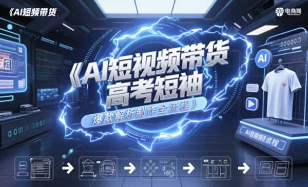 AI短视频带货高考短袖爆款解析制作全流程网赚项目-副业赚钱-互联网创业-资源整合-影视资源无忧云创