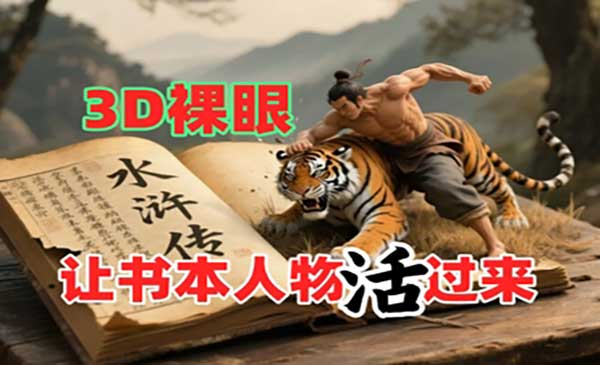 书本人物裸眼3D视频，新的玩法，流量超猛，保姆级教程网赚项目-副业赚钱-互联网创业-资源整合-影视资源无忧云创