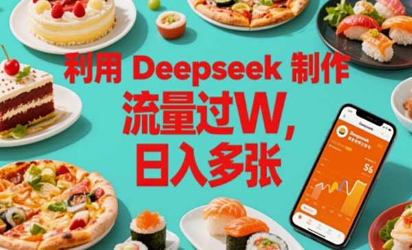 利用Deepseek制作美食博主账号，流量过W，日入多张网赚项目-副业赚钱-互联网创业-资源整合-影视资源无忧云创