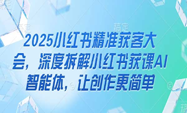 小红书精准获客大会网赚项目-副业赚钱-互联网创业-资源整合-影视资源无忧云创