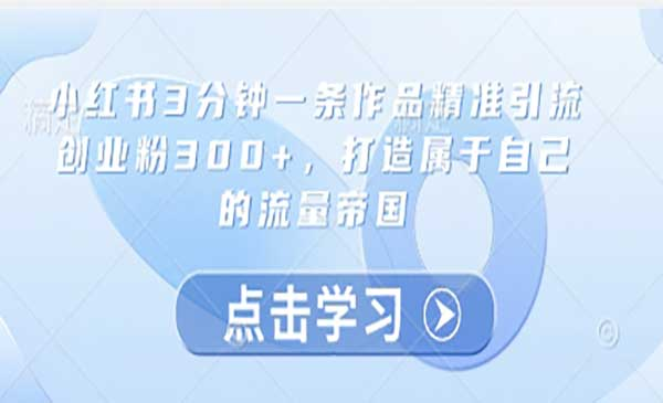 小红书打造流量帝国网赚项目-副业赚钱-互联网创业-资源整合-影视资源无忧云创