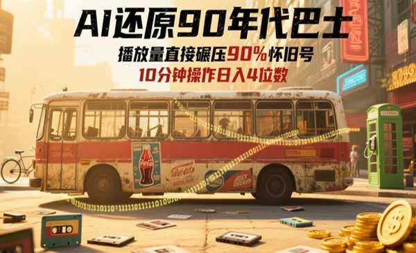 AI还原90年代巴士网赚项目-副业赚钱-互联网创业-资源整合-影视资源无忧云创