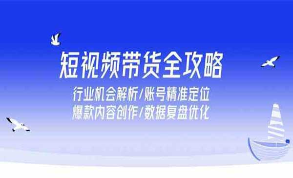 短视频带货项目 行业机会解析/账号精准定位 爆款内容创作/数据复盘优化网赚项目-副业赚钱-互联网创业-资源整合-影视资源无忧云创