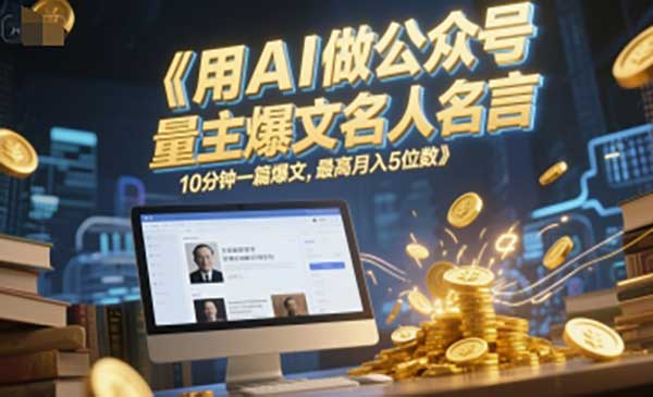 用AI做公众号流量主爆文名人名言，10分钟一篇爆文，最高月入5位数网赚项目-副业赚钱-互联网创业-资源整合-影视资源无忧云创