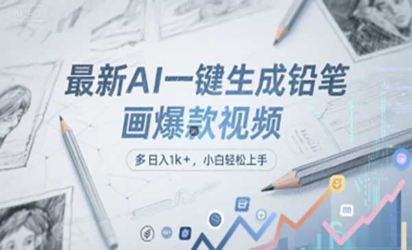 最新AI一键生成铅笔画爆款视频，多平台分发，日 入1000+，小白轻松上手网赚项目-副业赚钱-互联网创业-资源整合-影视资源无忧云创