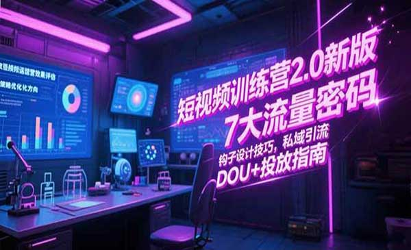 短视频训练营2.0新版 7大流量密码私域引流钩子设计技巧，DOU+投放指南网赚项目-副业赚钱-互联网创业-资源整合-影视资源无忧云创