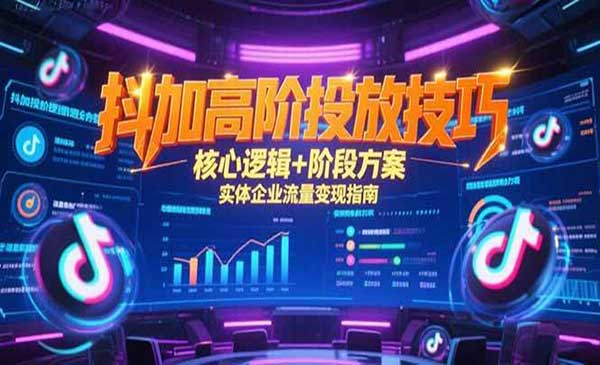 抖加高阶投放技巧 核心逻辑+阶段方案实体企业流量变现指南网赚项目-副业赚钱-互联网创业-资源整合-影视资源无忧云创