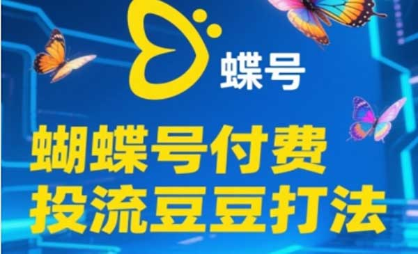 蝴蝶号付费投流豆豆打法，助新手快速掌握付费流量撬动自然流的核心玩法网赚项目-副业赚钱-互联网创业-资源整合-影视资源无忧云创