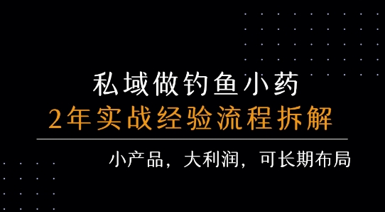 私域做钓鱼小药 每单利润3张+ 详细流程拆解网赚项目-副业赚钱-互联网创业-资源整合-影视资源无忧云创