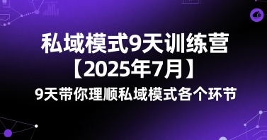 私域模式9天训练营【2025年7月】9天带你理顺私域模式各个环节网赚项目-副业赚钱-互联网创业-资源整合-影视资源无忧云创