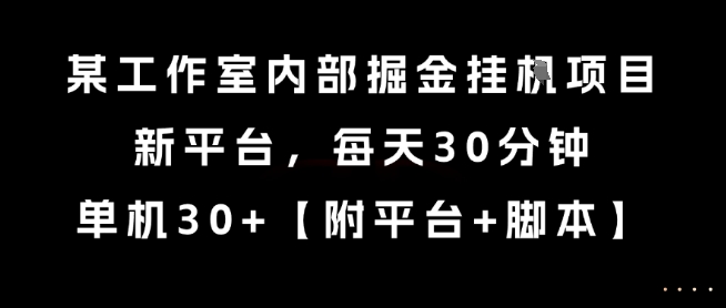 某工作室内部掘金挂G项目，新平台，每天30分钟，单机30+【揭秘】网赚项目-副业赚钱-互联网创业-资源整合-影视资源无忧云创