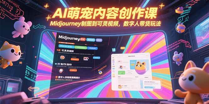 AI萌宠内容创作课，Midjourney制图到可灵视频，数字人带货玩法网赚项目-副业赚钱-互联网创业-资源整合-影视资源无忧云创