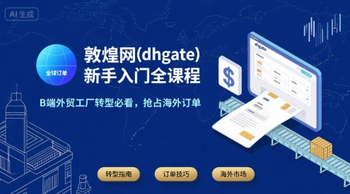 敦煌网(dhgate)新手入门全课程，B端外贸工厂转型必看，抢占海外订单网赚项目-副业赚钱-互联网创业-资源整合-影视资源无忧云创