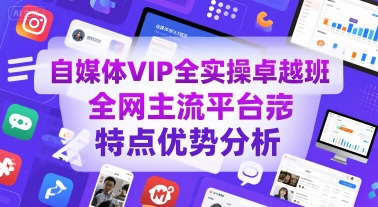 自媒体VIP全实操卓越班，全网主流平台特点优势分析网赚项目-副业赚钱-互联网创业-资源整合-影视资源无忧云创