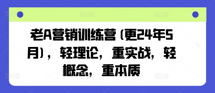 老A营销训练营(更25年7月)，轻理论，重实战，轻概念，重本质网赚项目-副业赚钱-互联网创业-资源整合-影视资源无忧云创