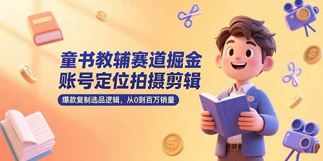 童书教辅赛道掘金，账号定位拍摄剪辑，爆款复制选品逻辑，从0到百万销量网赚项目-副业赚钱-互联网创业-资源整合-影视资源无忧云创