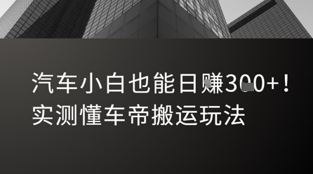 汽车小白也能日入3张！实测懂车帝搬运玩法网赚项目-副业赚钱-互联网创业-资源整合-影视资源无忧云创