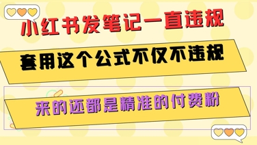 小红书发笔记一直违规，套用这个公式不仅不违规，来的还都是精准的付费粉网赚项目-副业赚钱-互联网创业-资源整合-影视资源无忧云创
