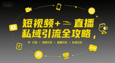 短视频+直播私域引流全攻略，IP打造 +视频引流 +直播引流 +私域沉淀网赚项目-副业赚钱-互联网创业-资源整合-影视资源无忧云创