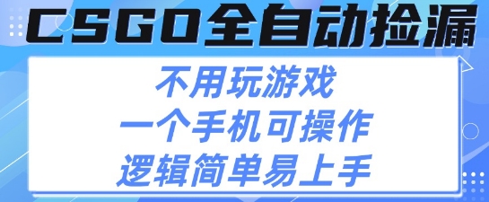 CSGO自动捡漏项目，最新独家玩法，不用挂G不用玩游戏，一个手机即可操作，新手小白轻松月入1W+【揭秘】网赚项目-副业赚钱-互联网创业-资源整合-影视资源无忧云创