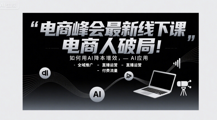 电商峰会最新线下课，电商人破局，如何用AI降本增效，AI应用-全域推广-直播运营-付费流量网赚项目-副业赚钱-互联网创业-资源整合-影视资源无忧云创