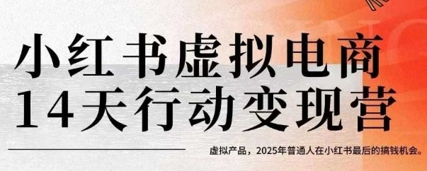 小红书虚拟电商14天变现训练营，虚拟产品，2025年普通人在小红书最后的搞钱机会网赚项目-副业赚钱-互联网创业-资源整合-影视资源无忧云创