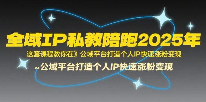 全域IP私教陪跑2025年，这套课程教你在公域平台打造个人IP快速涨粉变现网赚项目-副业赚钱-互联网创业-资源整合-影视资源无忧云创