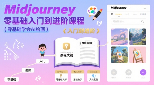 midjourney零基础入门到进阶课程，零基础学会AI绘画网赚项目-副业赚钱-互联网创业-资源整合-影视资源无忧云创