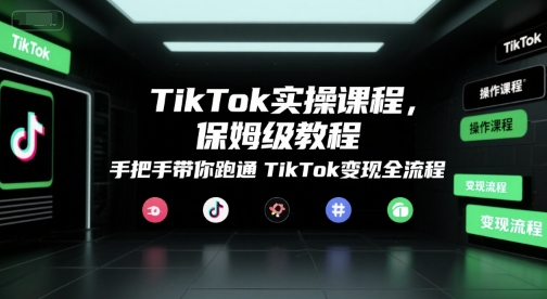 TikTok实操课程，保姆级教程，手把手带你跑通TikTok变现全流程网赚项目-副业赚钱-互联网创业-资源整合-影视资源无忧云创