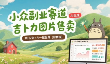 小众副业赛道 吉卜力图片售卖 单日2张+ AI一键生成【附教程】网赚项目-副业赚钱-互联网创业-资源整合-影视资源无忧云创