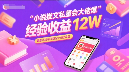 小说推文私董会大佬爆单经验分享收益12W，番茄小说每天稳定4位数收益网赚项目-副业赚钱-互联网创业-资源整合-影视资源无忧云创