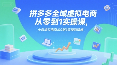 拼多多全域虚拟电商从零到1实操课，小白虚拟电商从0到1实操到精通网赚项目-副业赚钱-互联网创业-资源整合-影视资源无忧云创