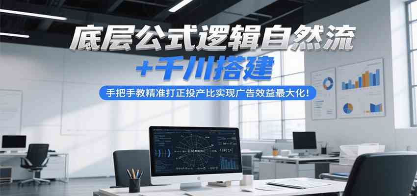 底层公式逻辑自然流+千川搭建，手把手教精准打正投产比实现广告效益最大化！网赚项目-副业赚钱-互联网创业-资源整合-影视资源无忧云创