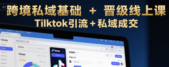 跨境私域基础+晋级线上课，Tilktok引流+私域成交网赚项目-副业赚钱-互联网创业-资源整合-影视资源无忧云创