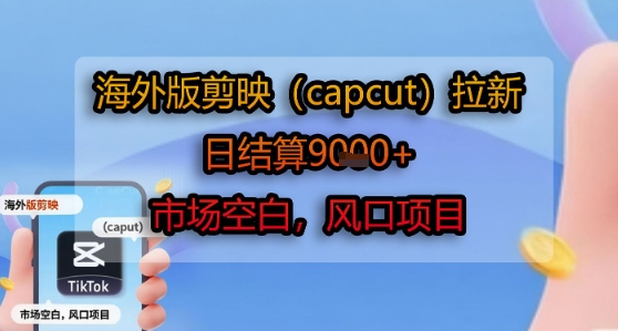 海外版剪映(capcut)拉新，日结算1k+，市场空白，风口项目网赚项目-副业赚钱-互联网创业-资源整合-影视资源无忧云创