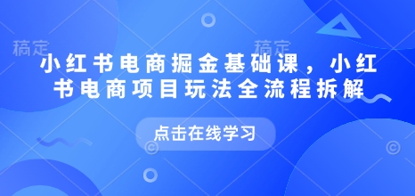 小红书电商掘金课，小红书电商项目玩法全流程拆解（更新7月）网赚项目-副业赚钱-互联网创业-资源整合-影视资源无忧云创