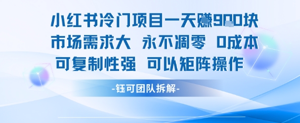小红书冷门项目一天收益9张，市场需求大，0成本，可复制性强可以矩阵操作网赚项目-副业赚钱-互联网创业-资源整合-影视资源无忧云创
