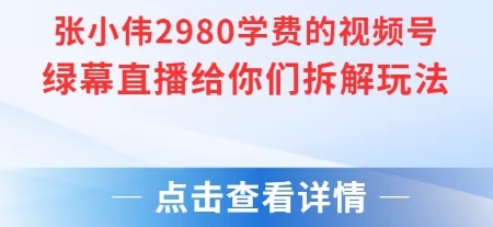 张小伟2980付费额视频号绿幕直播给你们拆解玩法网赚项目-副业赚钱-互联网创业-资源整合-影视资源无忧云创
